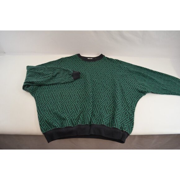 Flying Circus Long Sleeve Crew Neck Sweater Vtg Green Black Weave Unisex Batwing - Picture 4 of 6
